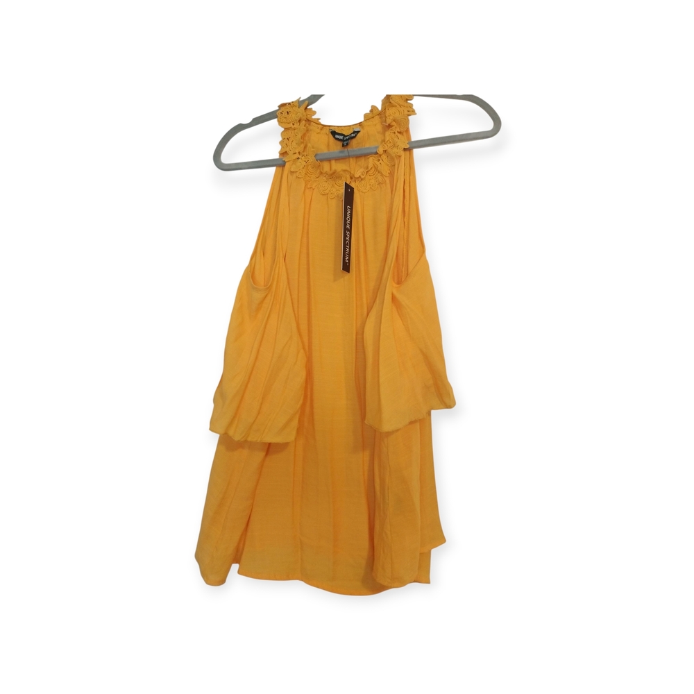 Unique Spectrum Orange Ruffle Blouse